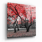 Red Tree Glass Wall Art.